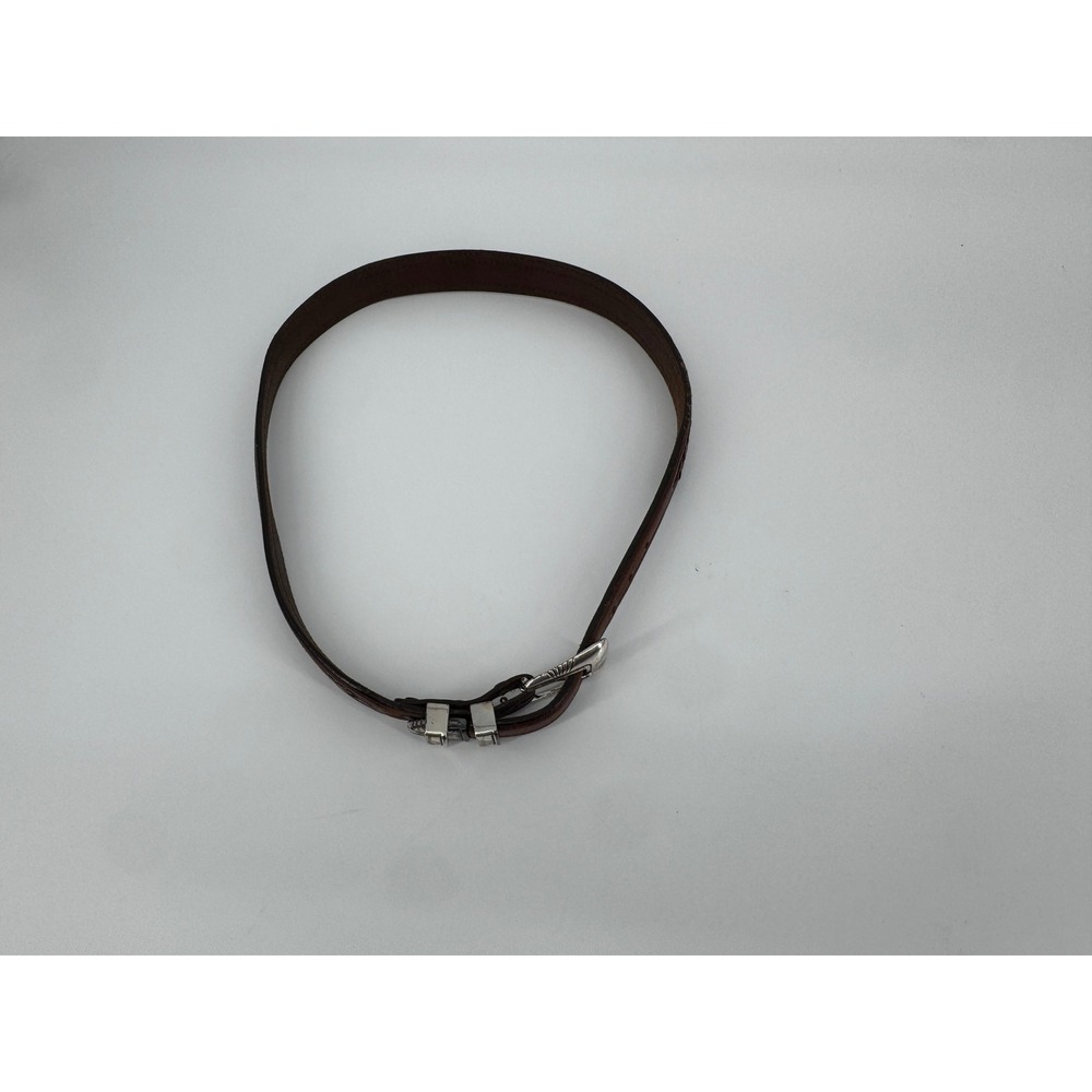 Tony lama Western Ranger Belt Women 34 Brown Leather Braided Silver Tone - Picture 5 of 10